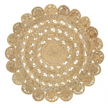 Homeroots 90 x 90 in. Sunshine Golden Natural Jute Area Rug 394233